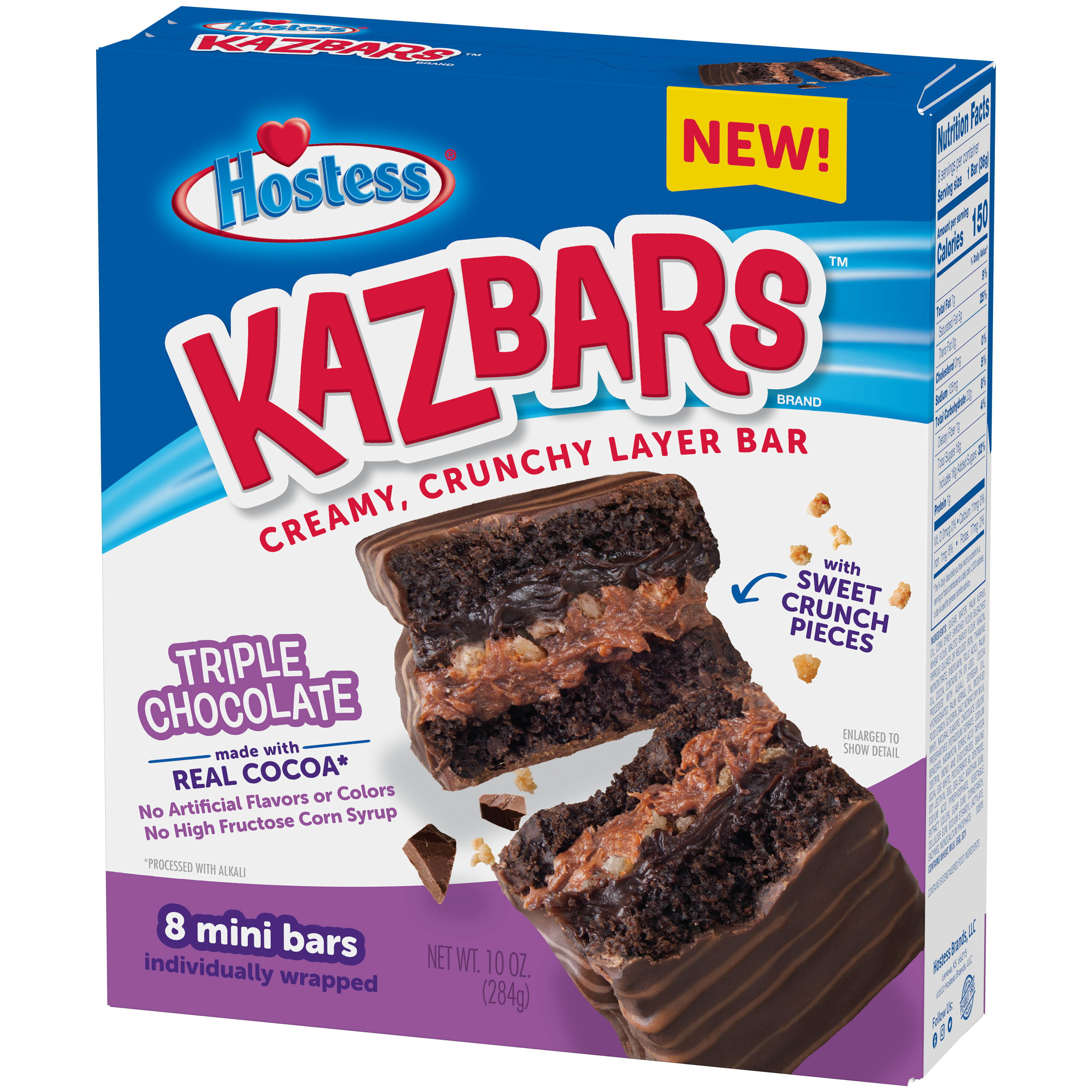 HOSTESS Triple Chocolate KAZBARS Creamy and Crunchy Layer Bar