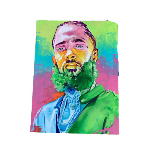 Nipsey Hussle Canvas Painting by: Color Splvsh-Exotic Pop